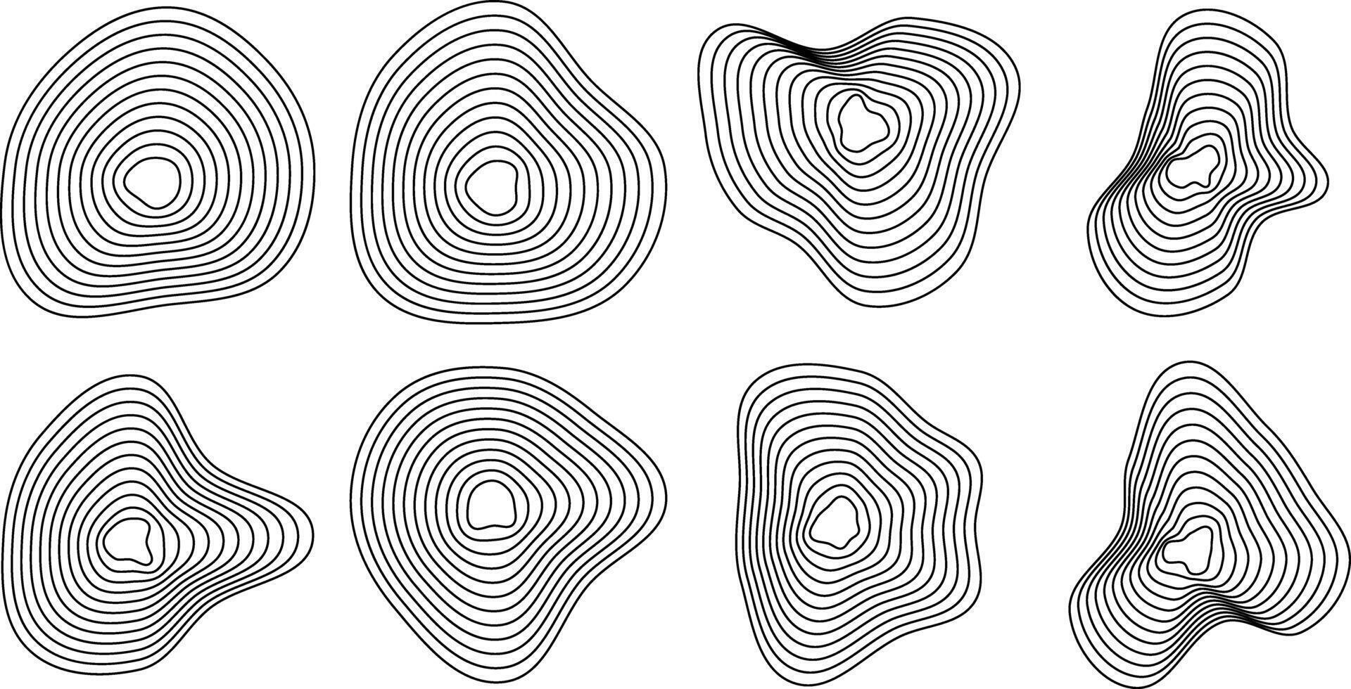 Abstract terrain lines. Organic contour shapes outline illustration pack. vector