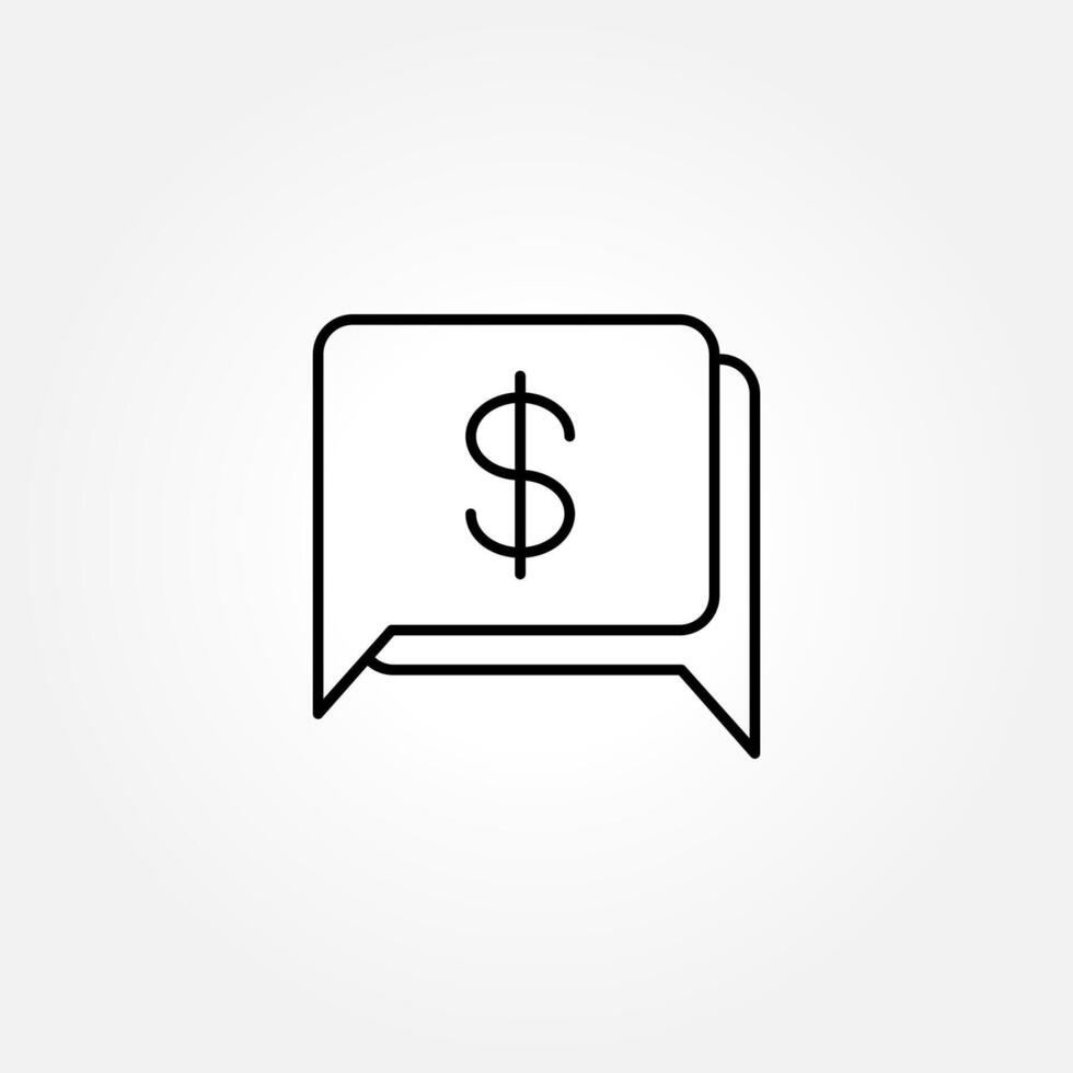 Black line icon of a chat bubble with a dollar symbol, representing financial communication or money-related discussions. chat dollar icon in different style. outline icon vector
