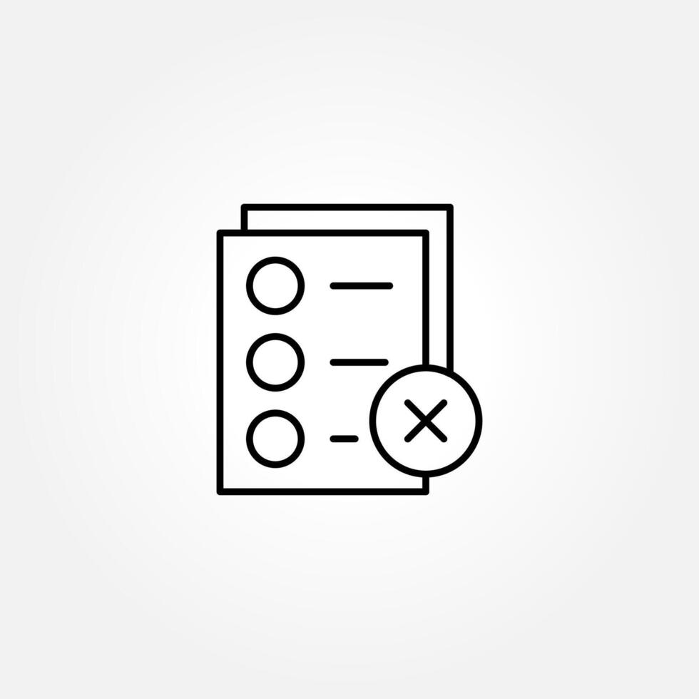 Decline certificate icon, Cancellation icon. Reject or cancel line icons. Refuse, Reject stamp, Disapprove or cancel. Wrong agreement, delete certificate, checklist document. illustration vector
