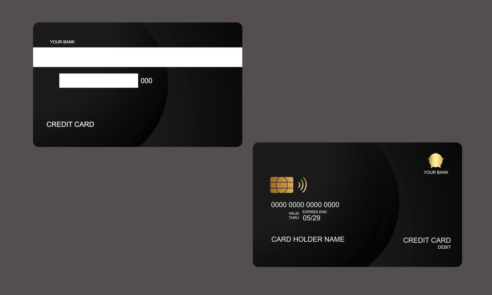 Set of Credit Cards Bllack Colors vector