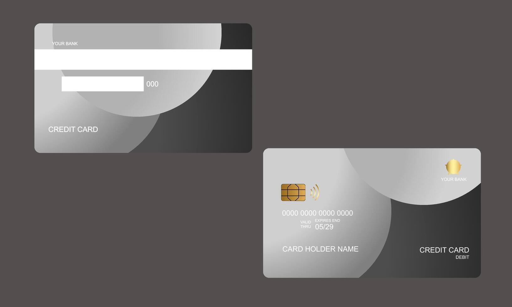 Set of Credit Cards Bllack White Colors vector