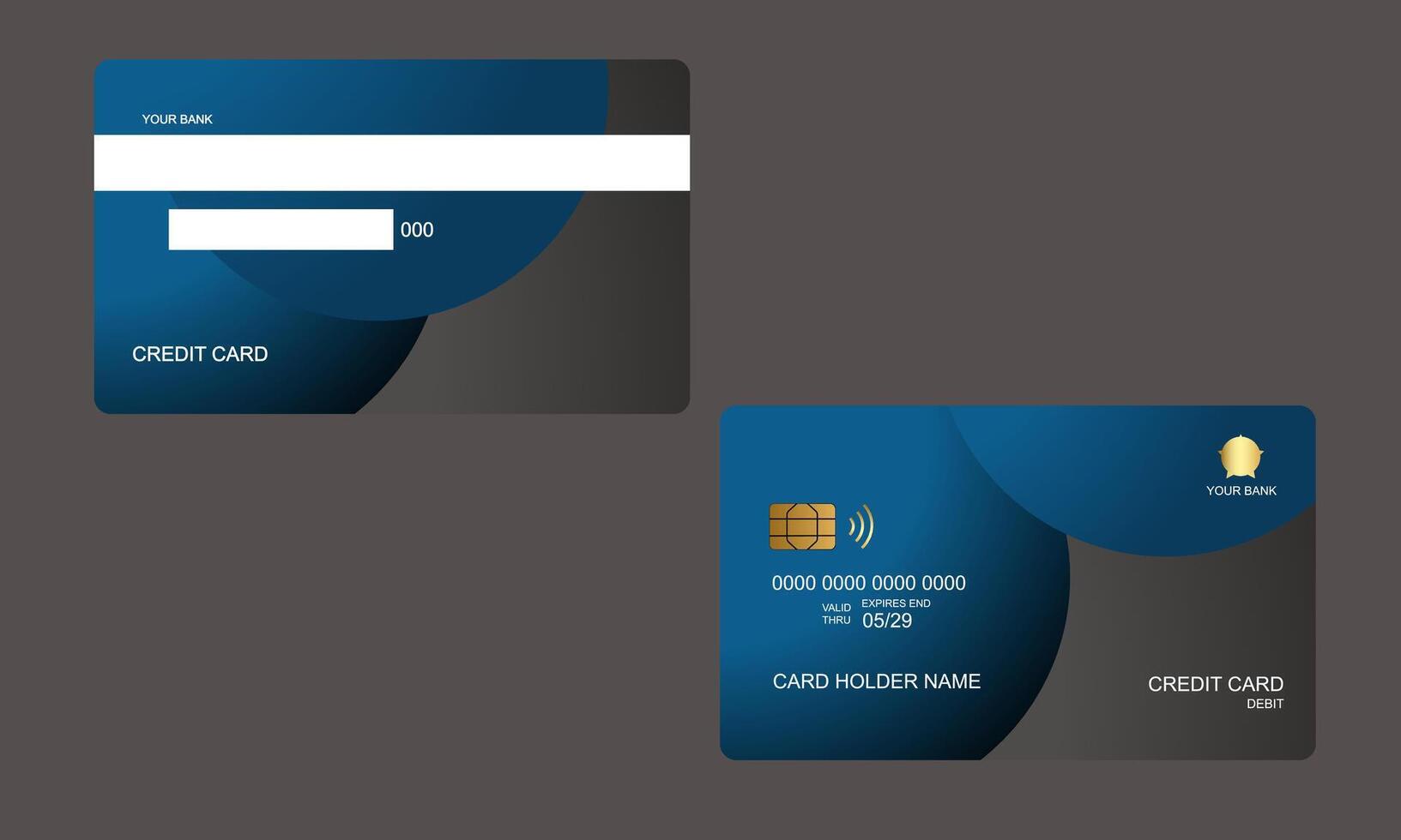 Set of Credit Cards Black Blue Colors vector