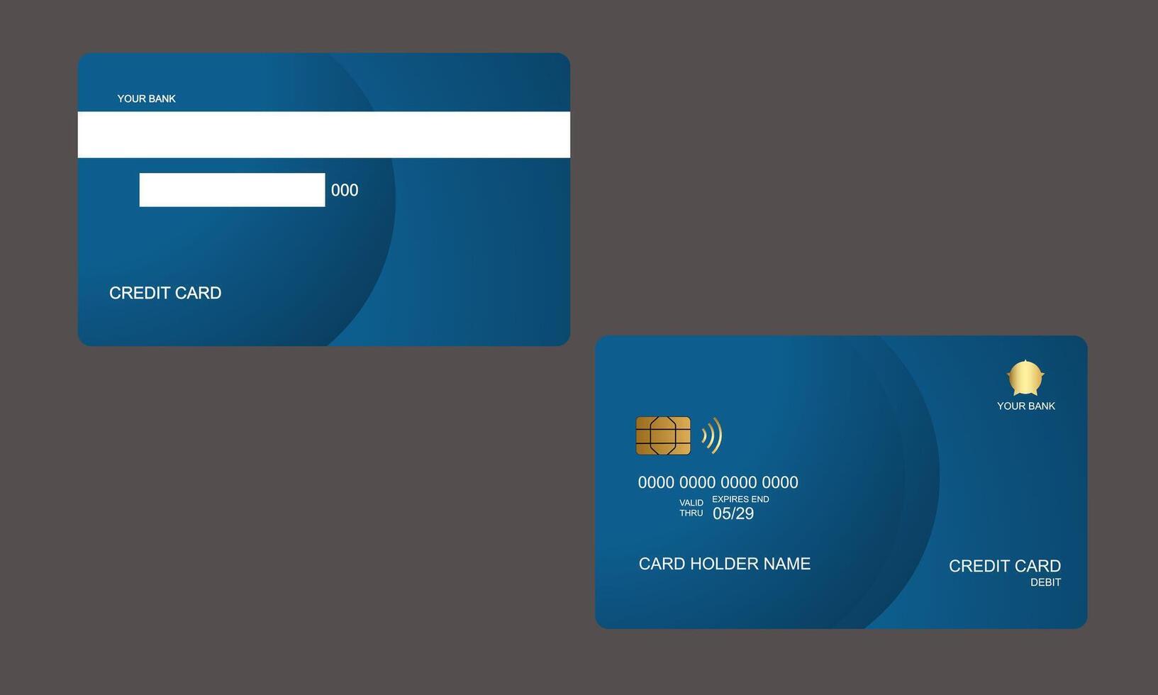 Set of Credit Cards Blue Colors vector