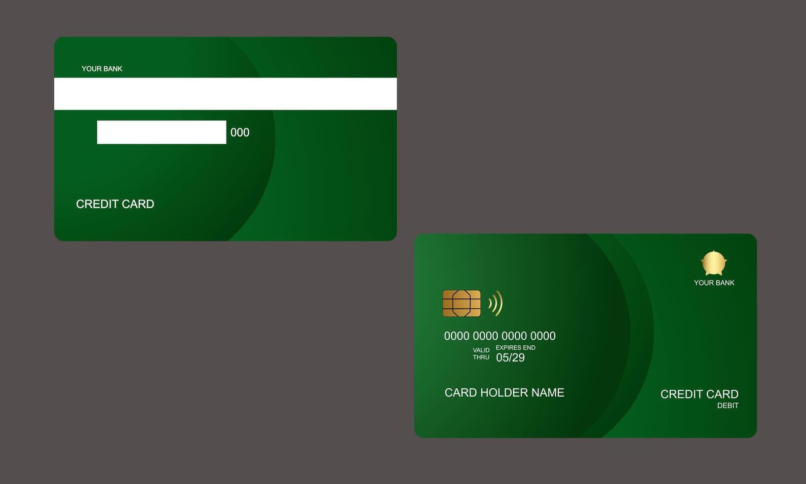 Set of Credit Cards Green Colors vector