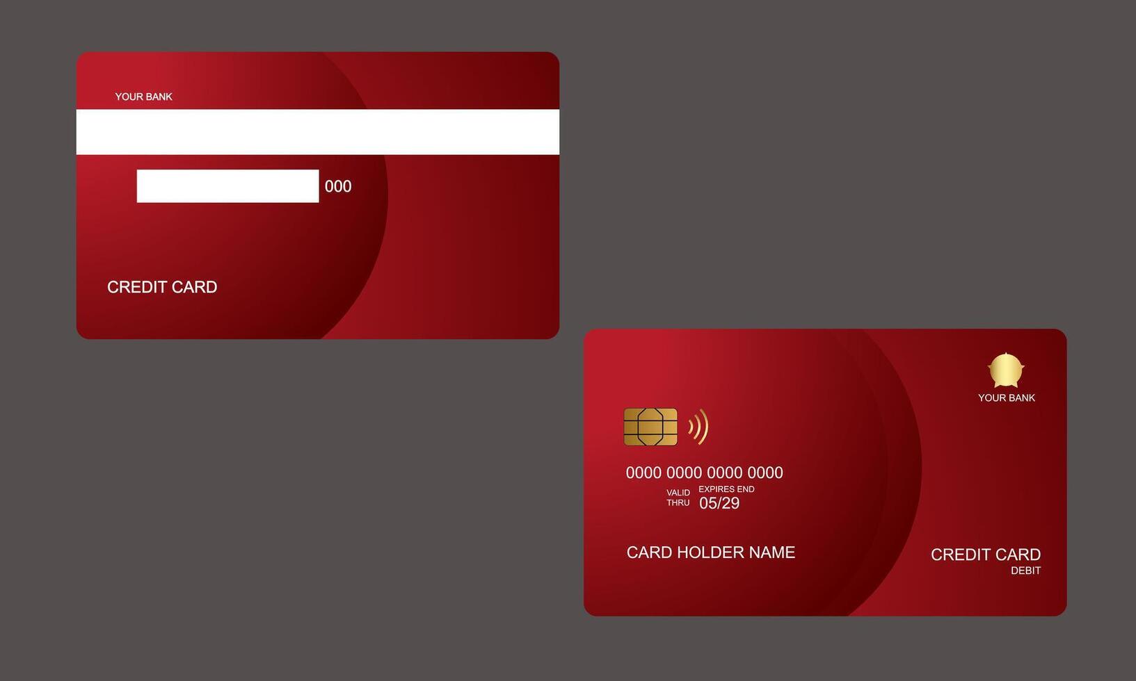 Set of Credit Cards Red Colors vector