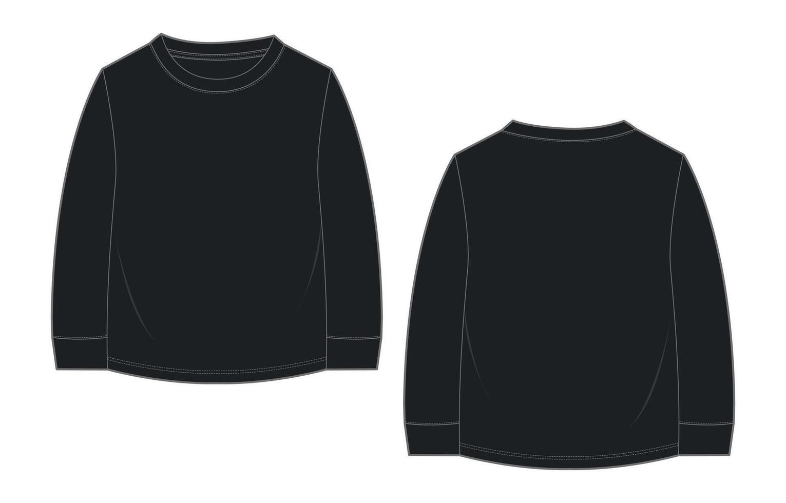 A black long - sleeved shirt with a long - sleeved neckline isolated on white background vector