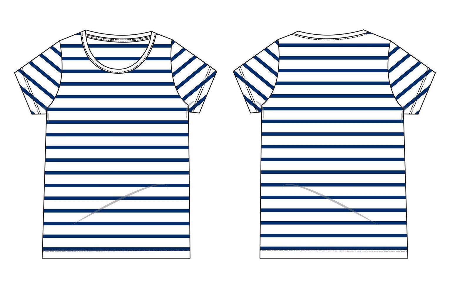 T shirt front and back with all over print stripes print isolated on white back vector