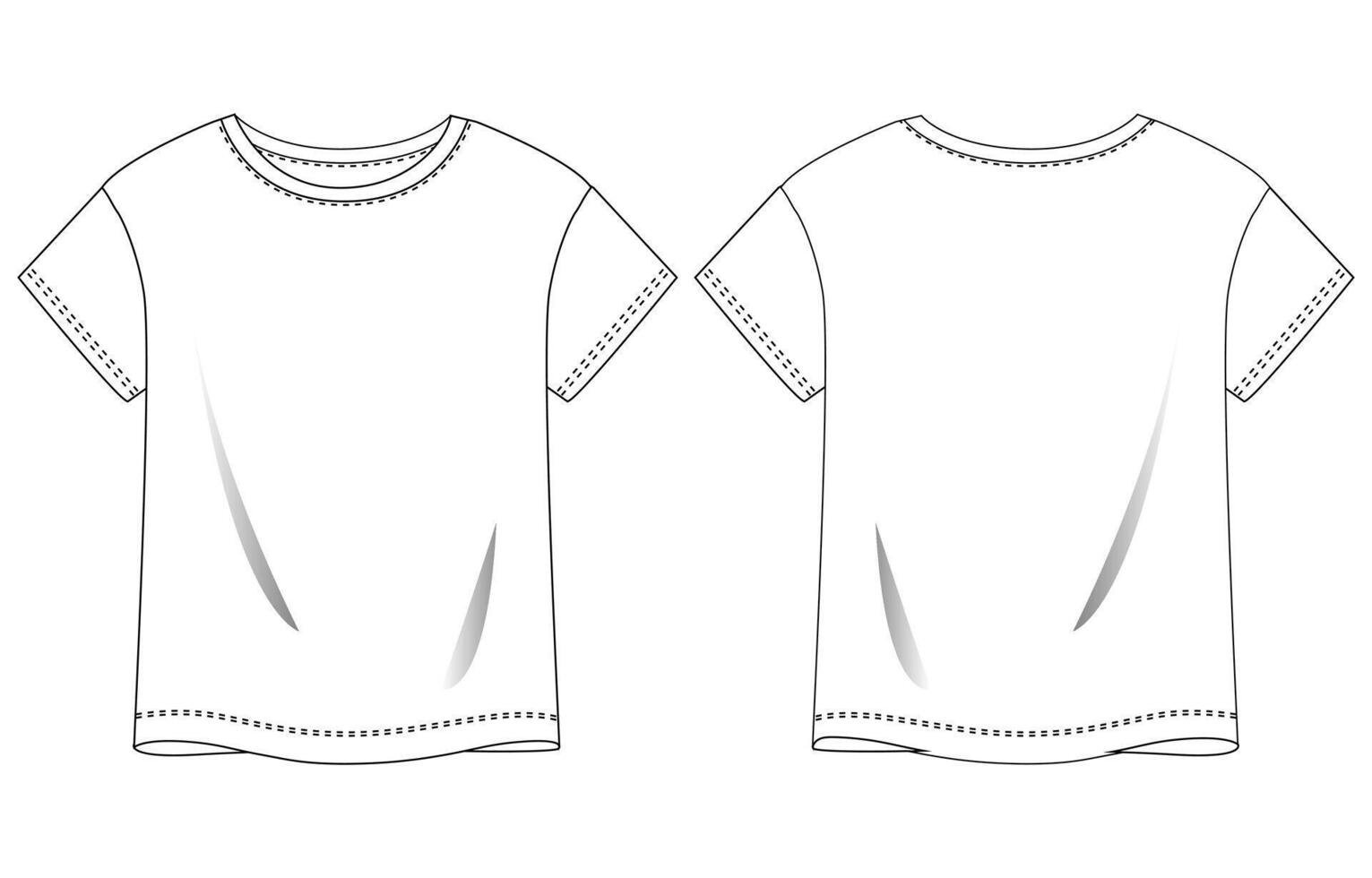Ladies t shirt tops front and back isolated on white back vector