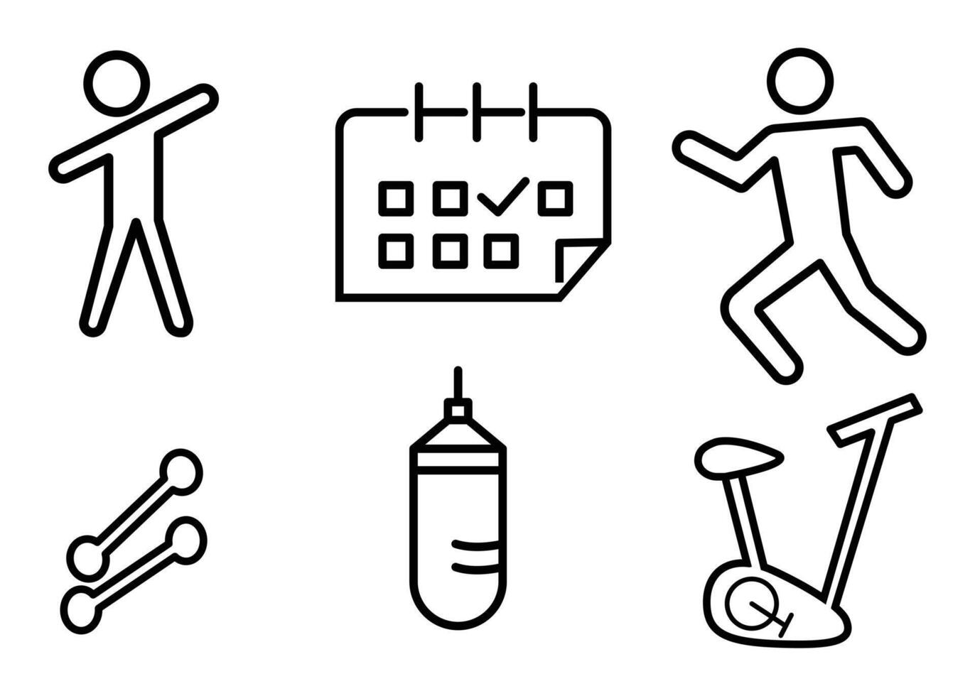 Fitness Icons Set Workout, Exercise, Schedule vector