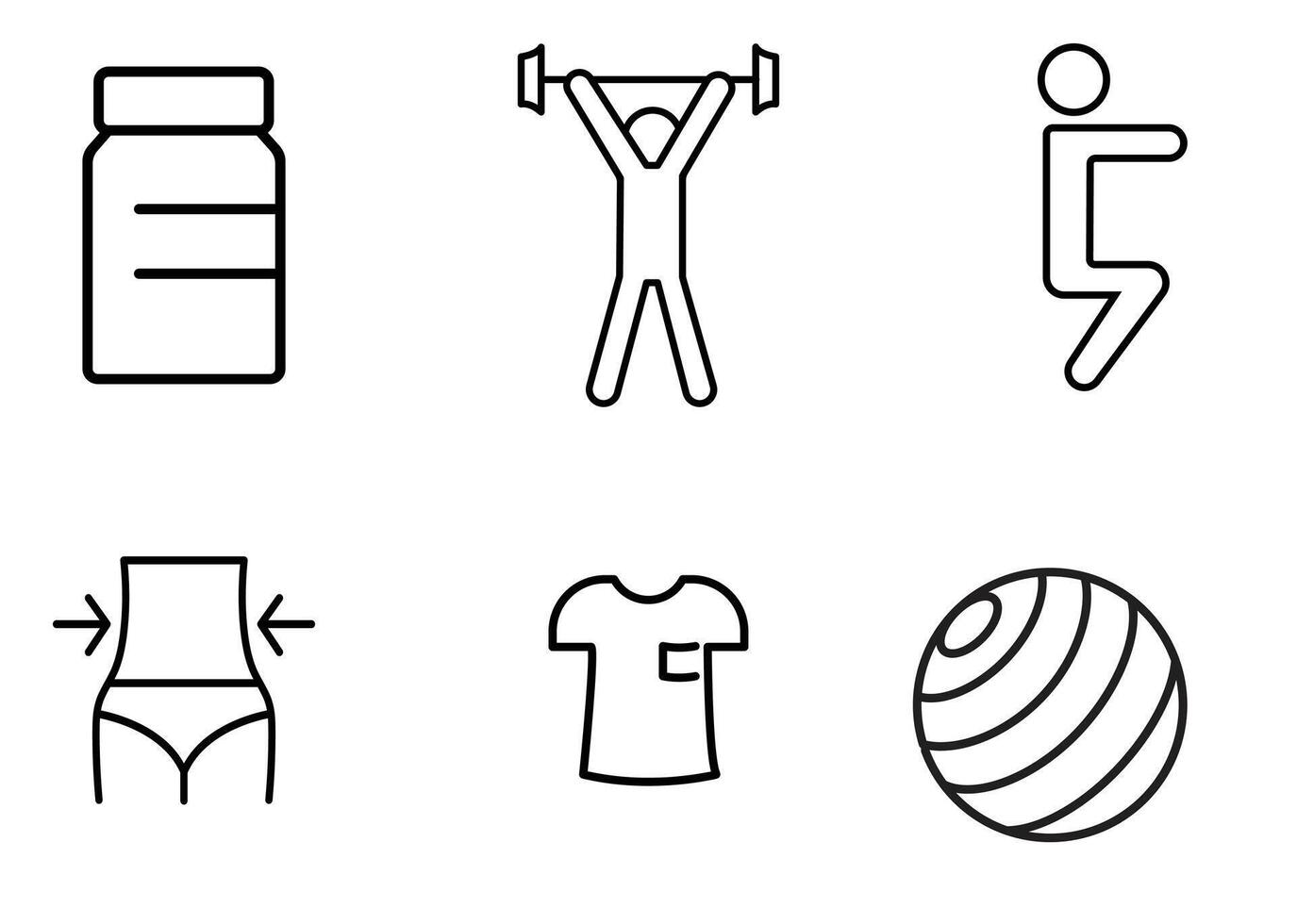 Fitness and Health Icon Set Supplements, Exercise, and Body vector