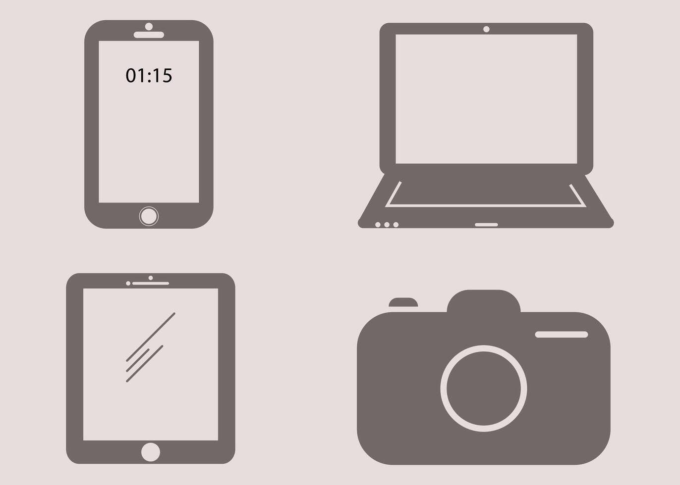 Smartphone, Tablet, Laptop, Camera Icons Design vector