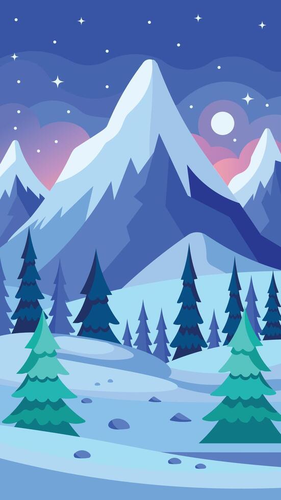 Winter landscape with mountaince and forest vector