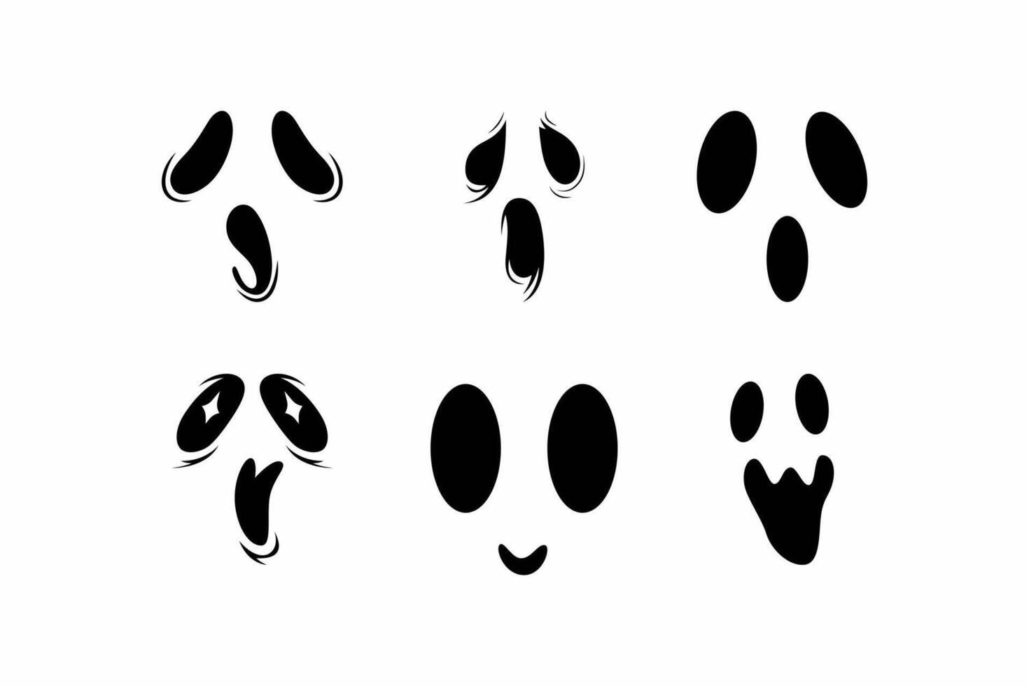Scary Monster Faces Set. Jack O Lantern Face Halloween Pumpkin Icon Collection. vector
