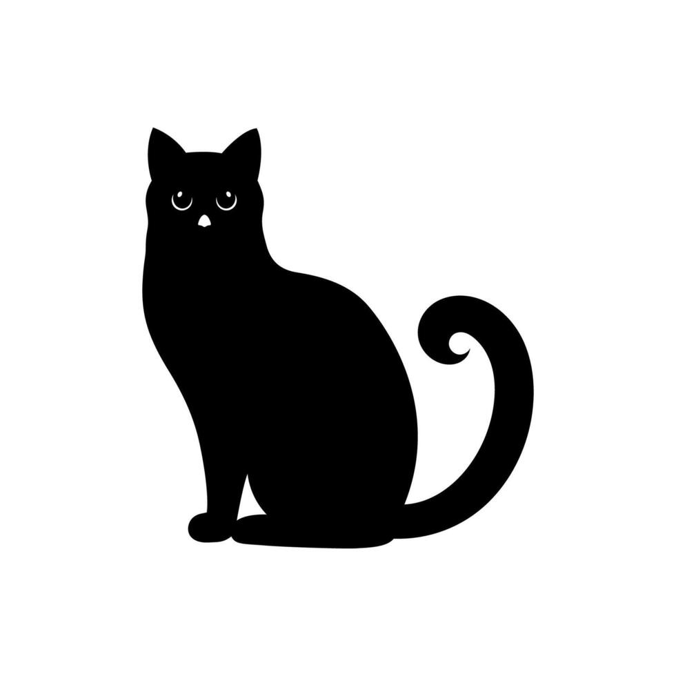 Black cat silhouette isolated on white background vector