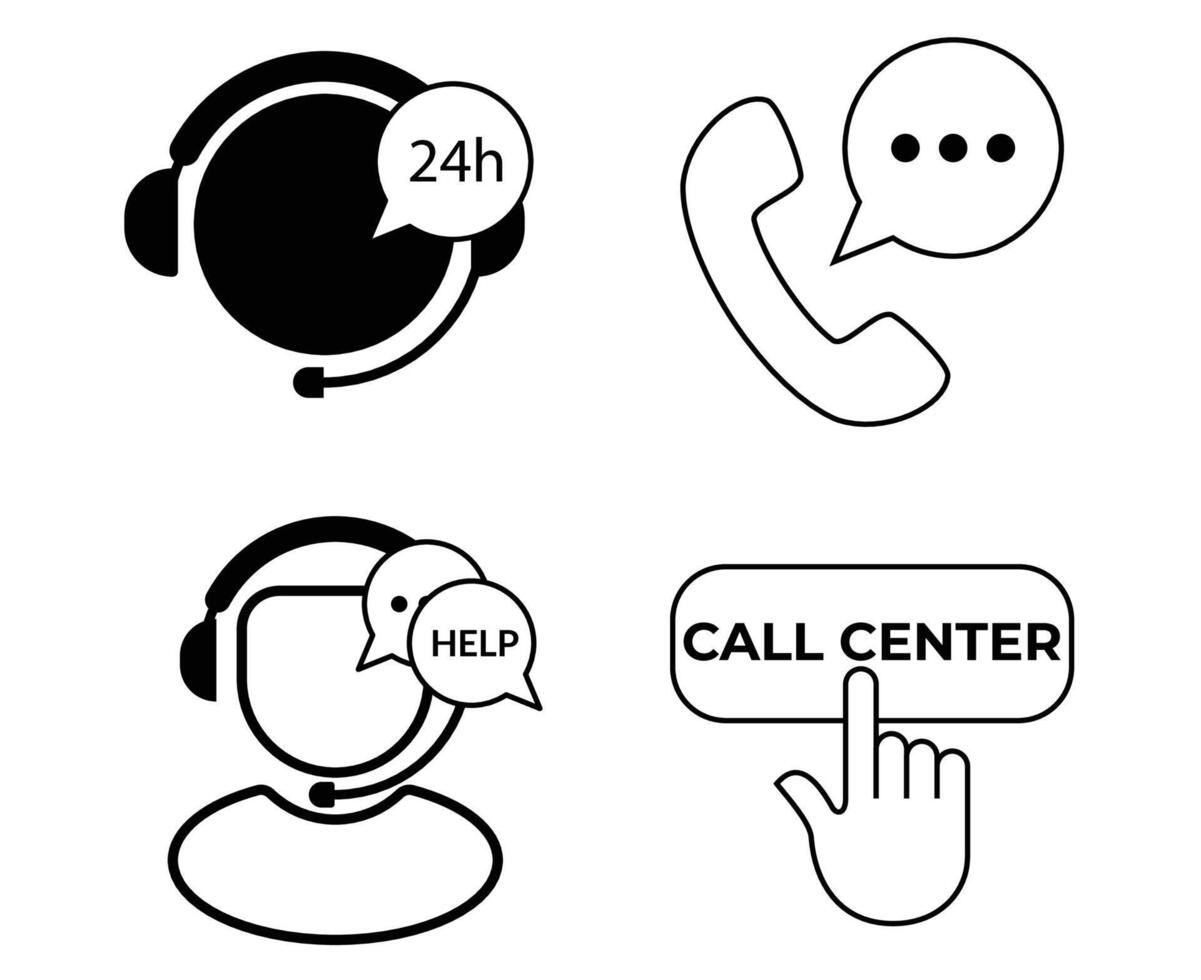 icon set of customer service 24h and support service customer containing help contact button and call center vector