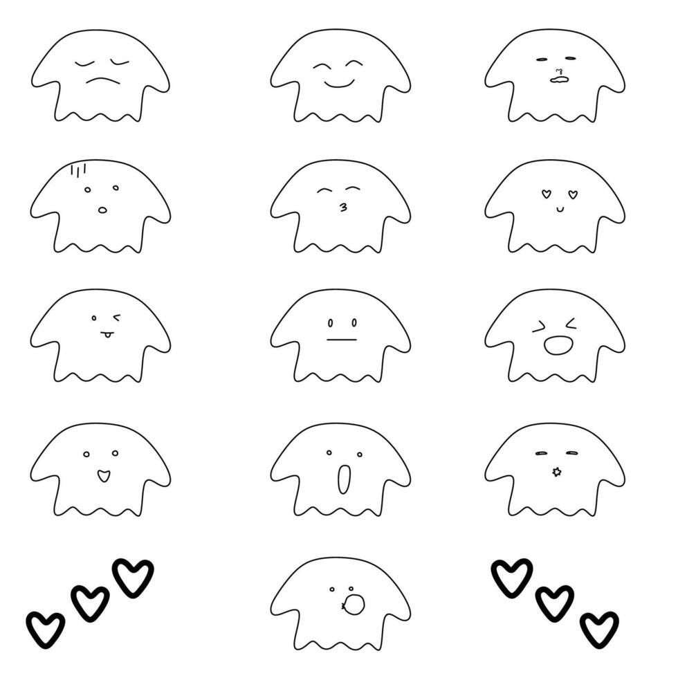 Face emoticons line art vector