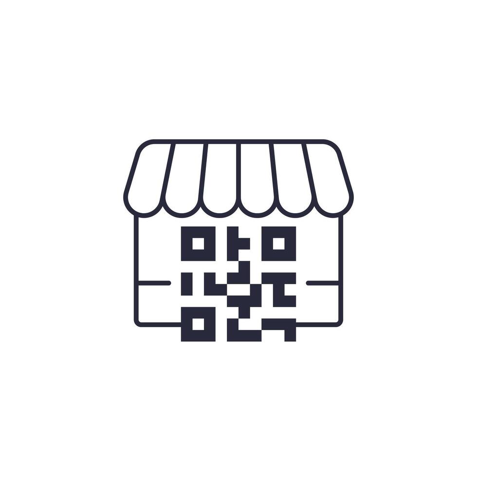 Shop and QR code icon vector