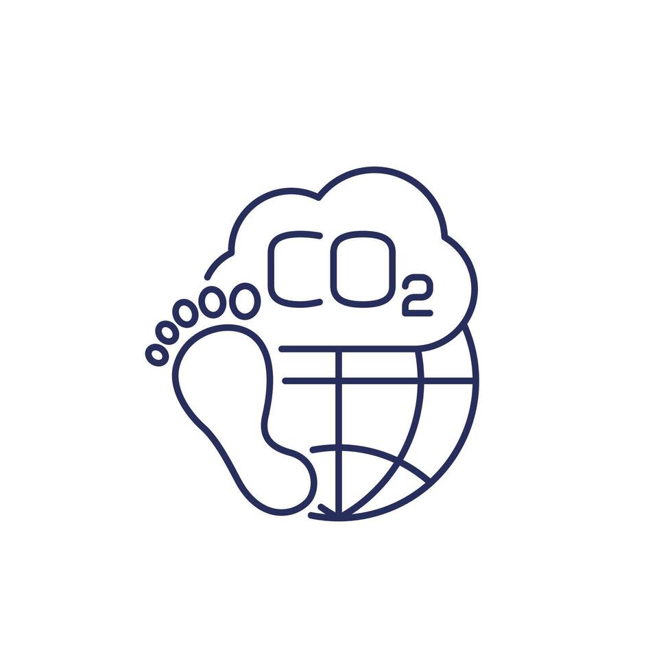 carbon footprint icon, co2 emissions line vector