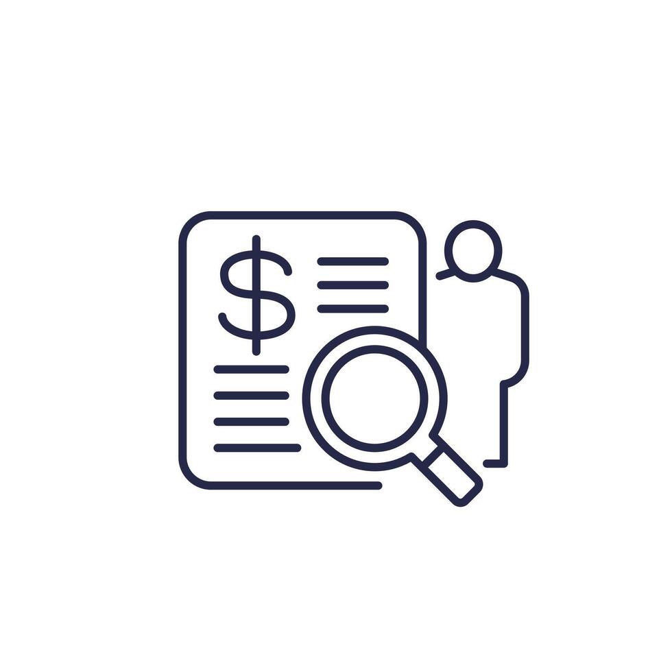 auditor icon, financial inspector line vector