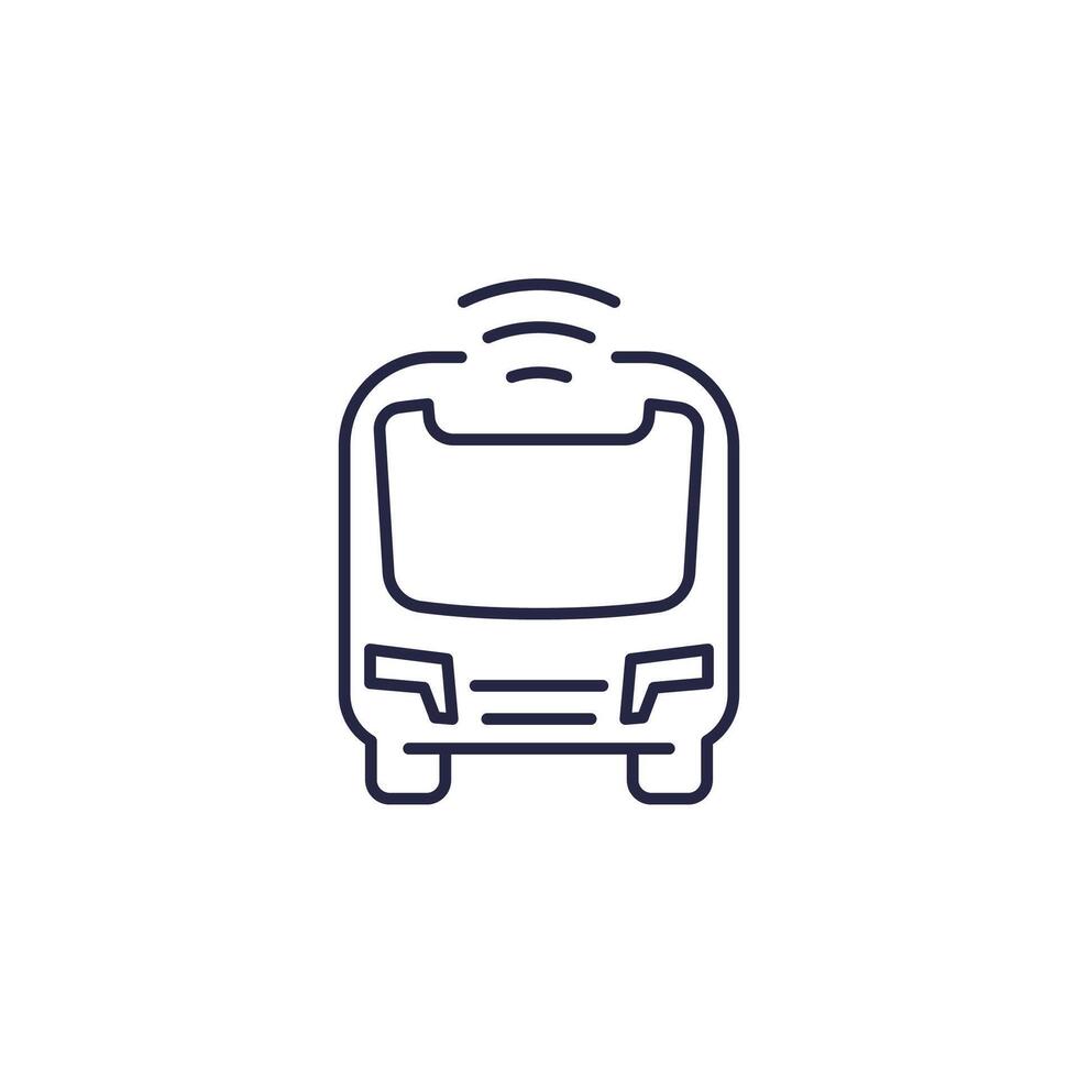 autonomous shuttle bus line icon on white vector