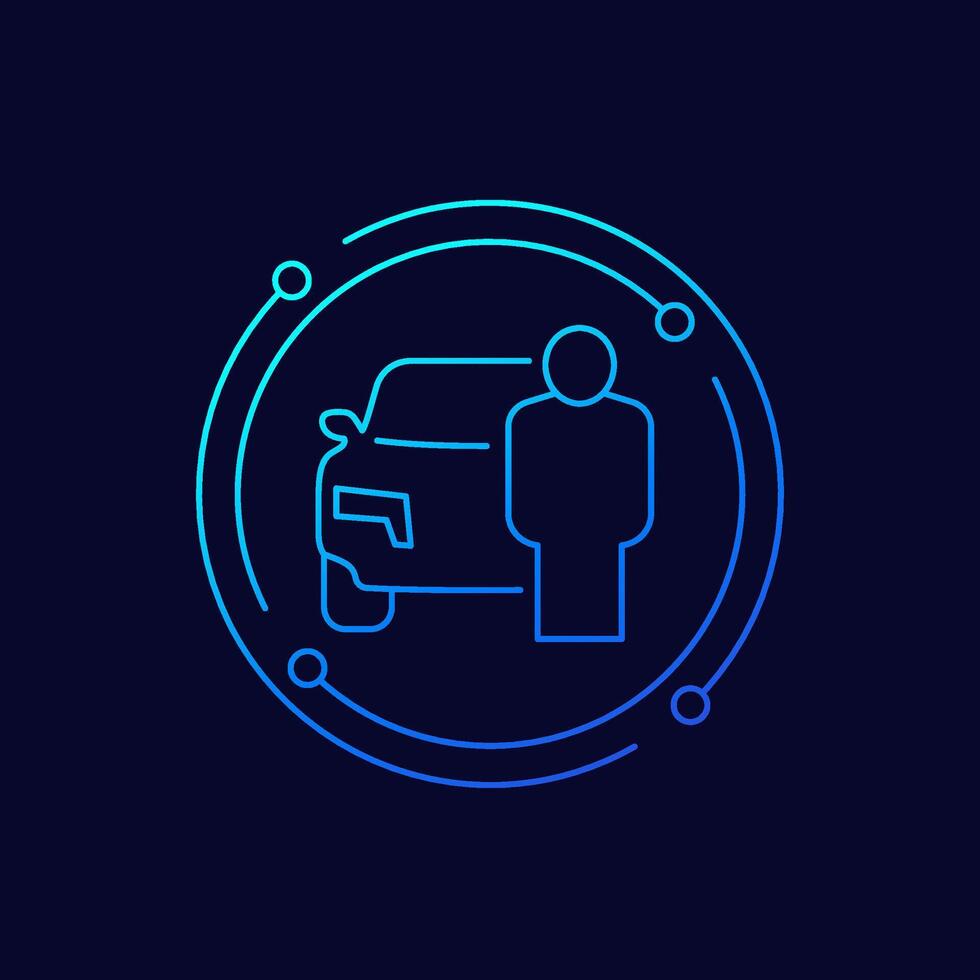 car owner icon, linear design vector