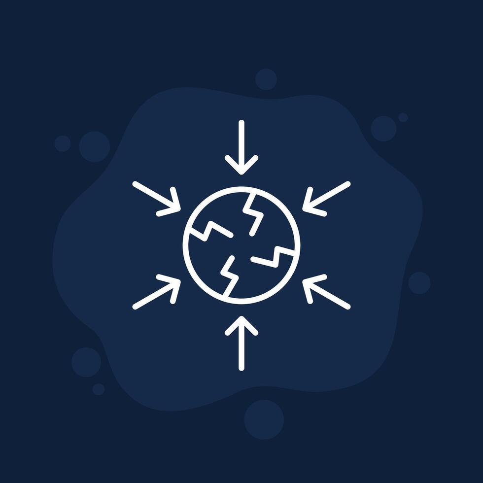 negative impact icon, line design vector