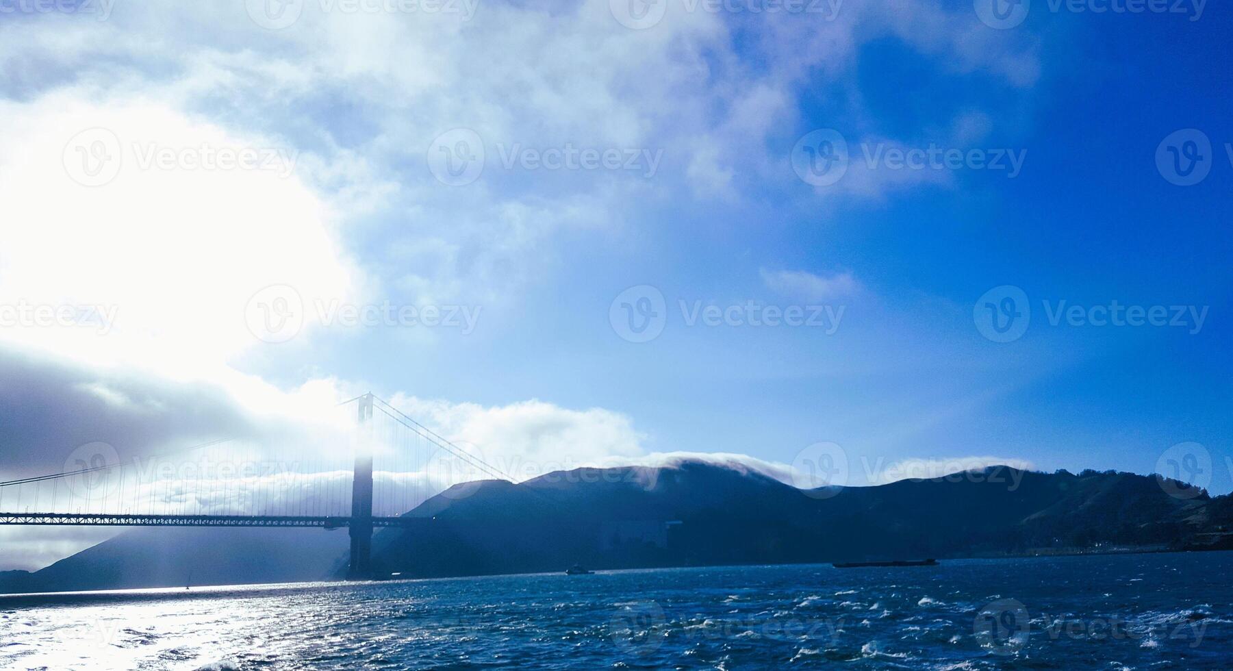 A view of the golden gate bridge from the water photo