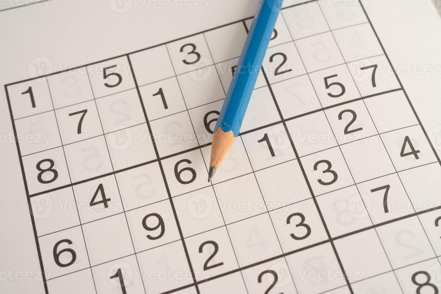 Sudoku puzzle, game to play for keep you brain younger for developing Alzheimer disease in senior patient. photo