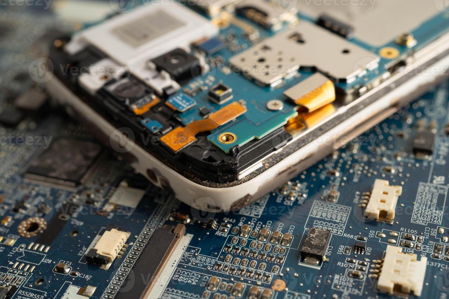 Repairing and upgrade mobile phone, electronic, computer hardware and technology concept. photo