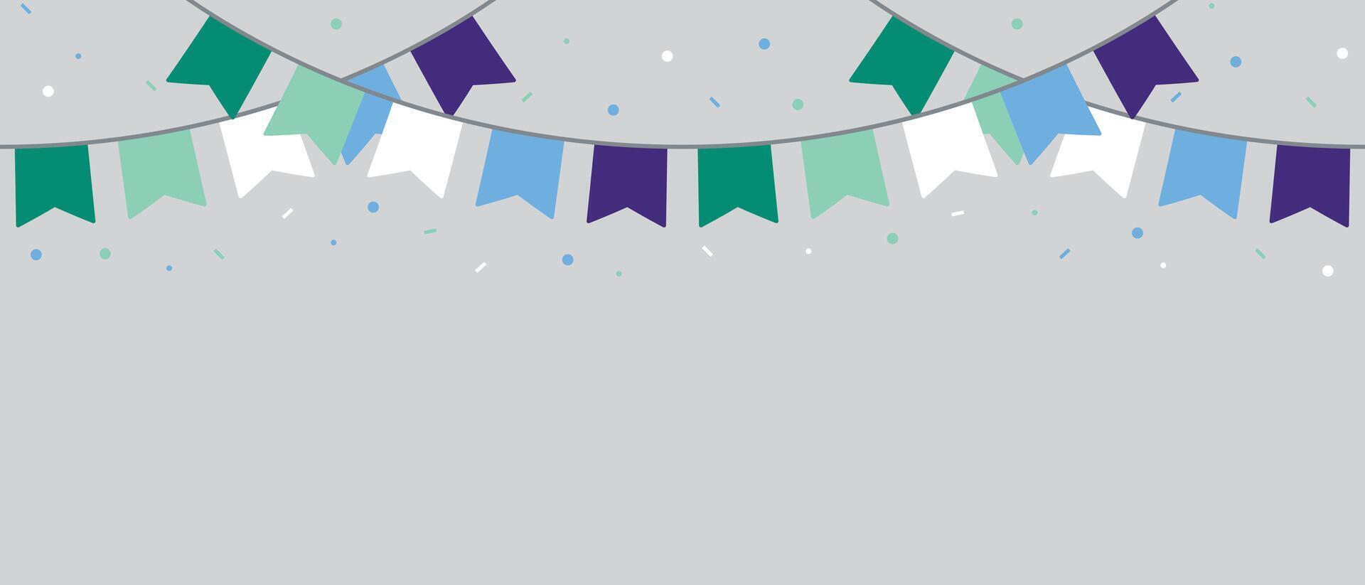 Green, white, blue and purple colored party bunting, as the colors of the gay man flag. LGBTQI concept. Flat illustration. vector