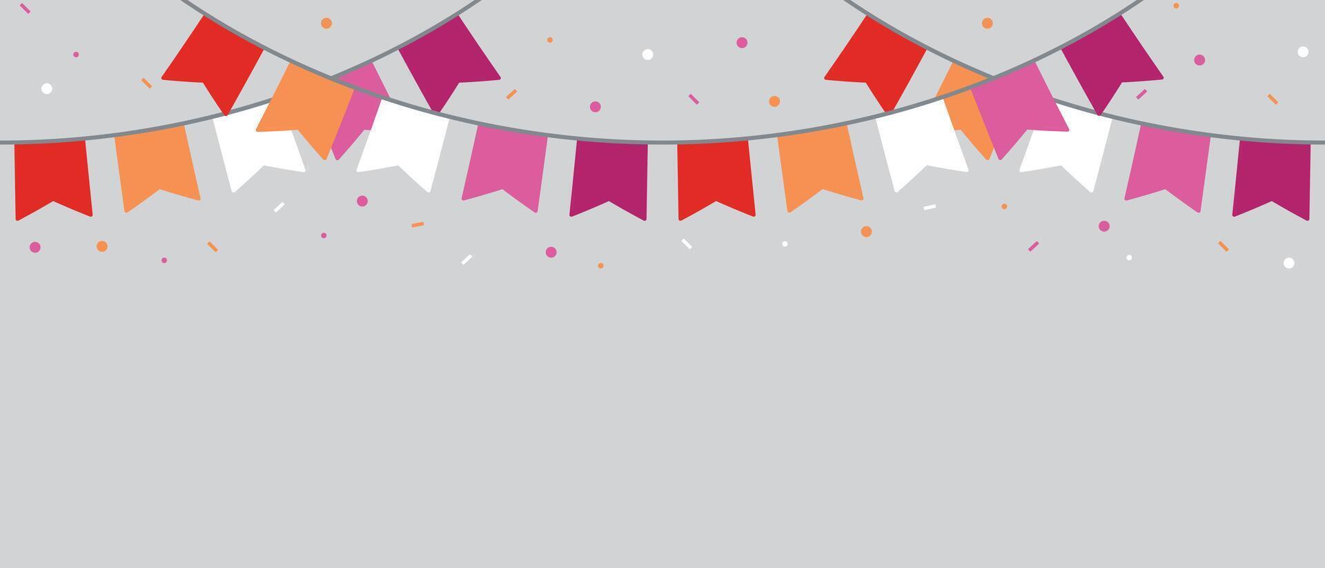 Orange, white, and pink colored party bunting, as the colors of the lesbian flag. LGBTQI concept. Flat illustration. vector