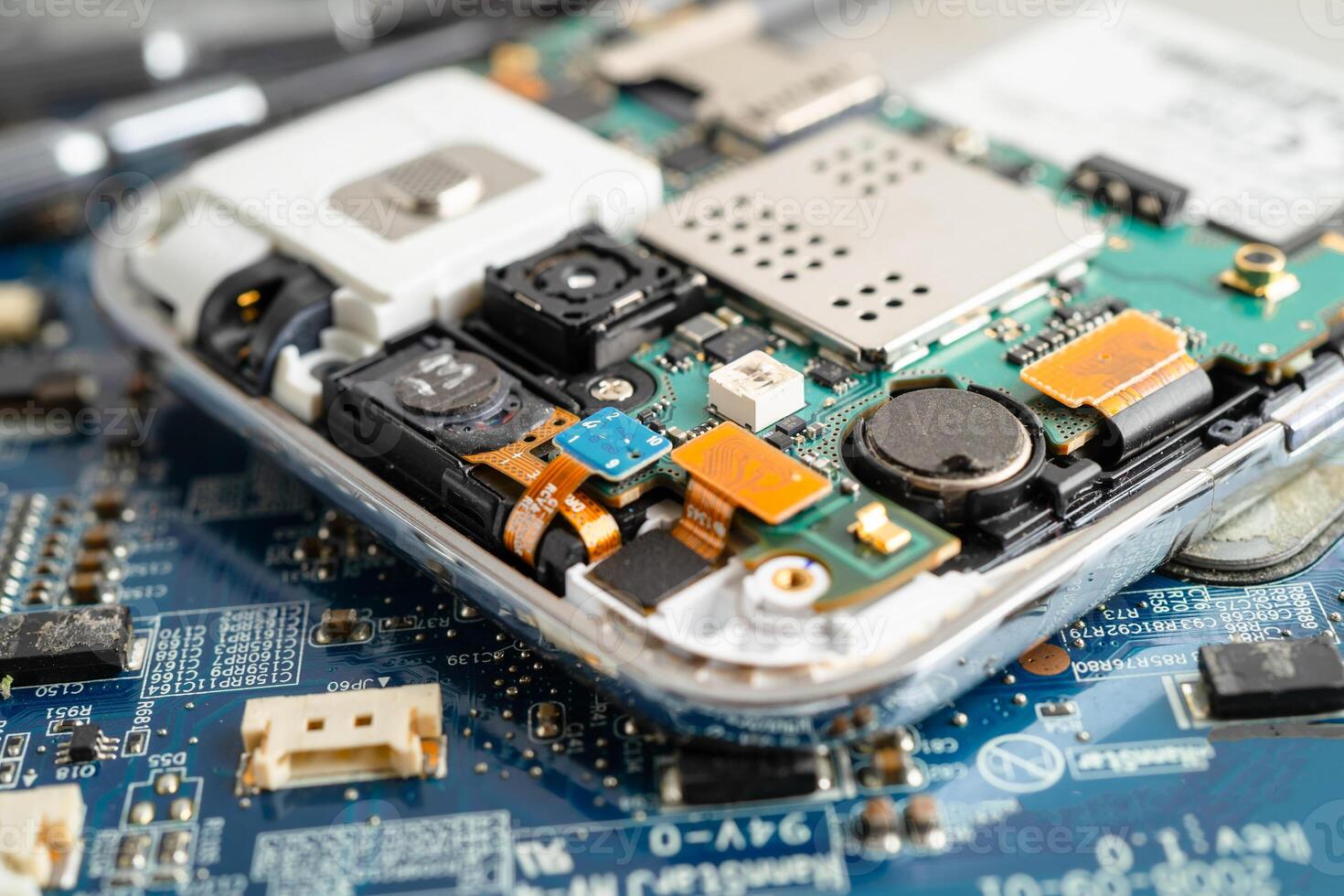 Repairing and upgrade circuit mainboard of notebook, electronic, computer hardware and technology. photo