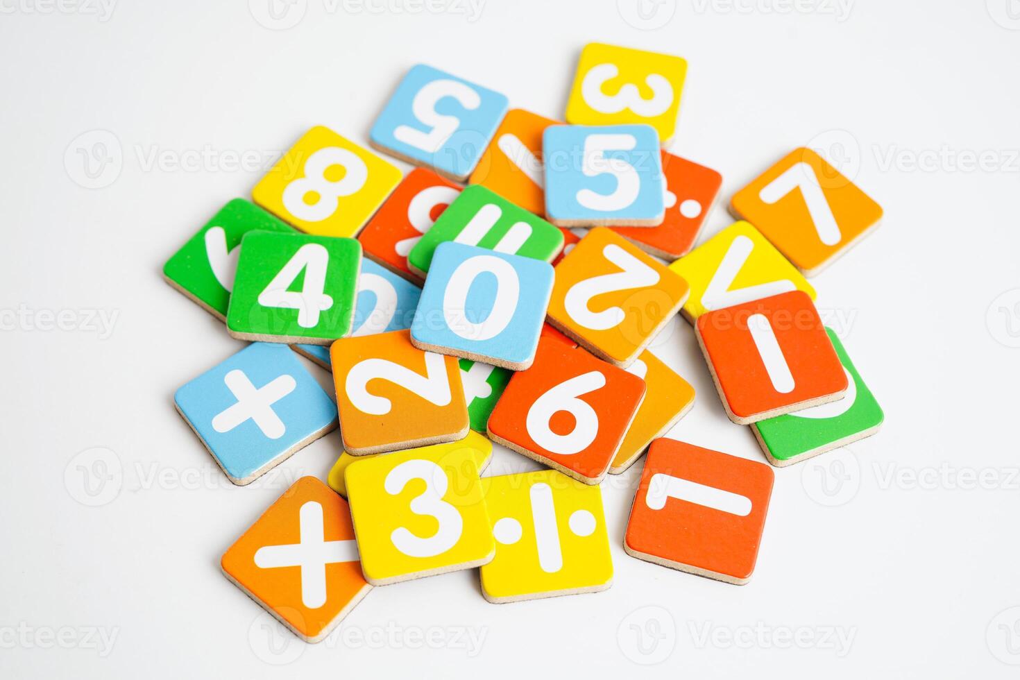 Math number on white background, mathematics learning course. photo