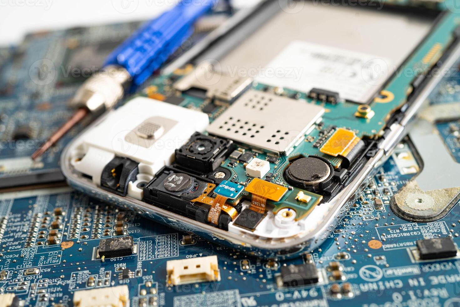 Repairing and upgrade circuit mainboard of notebook, electronic, computer hardware and technology. photo