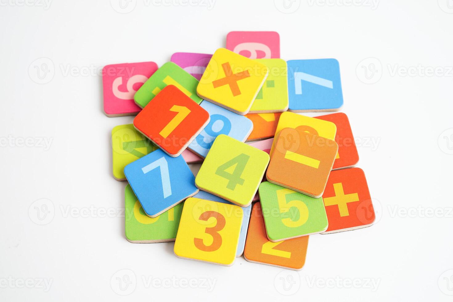 Math number on white background, mathematics learning course. photo