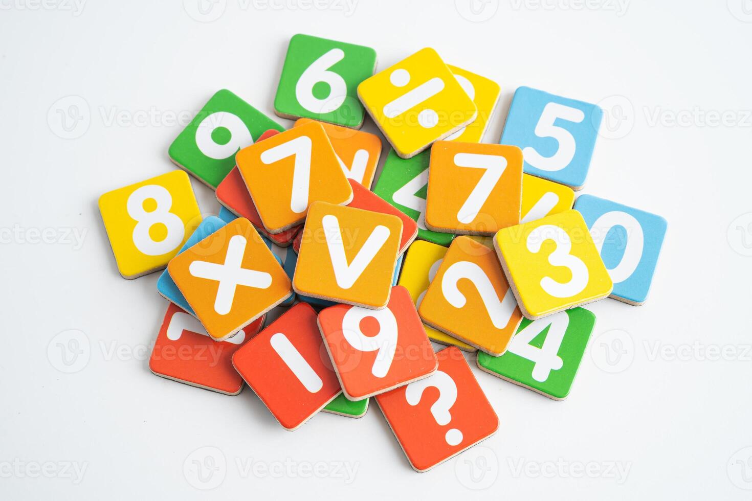 Math number isolated on white background with clipping path, mathematics learning course. photo