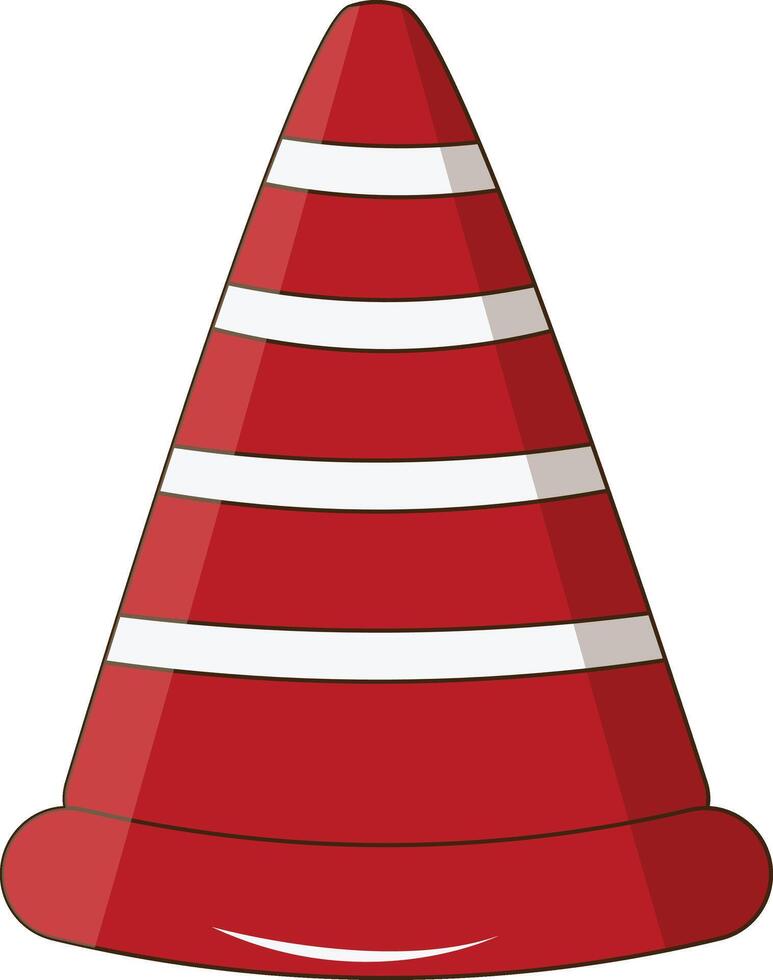 A red traffic cone with white stripes vector