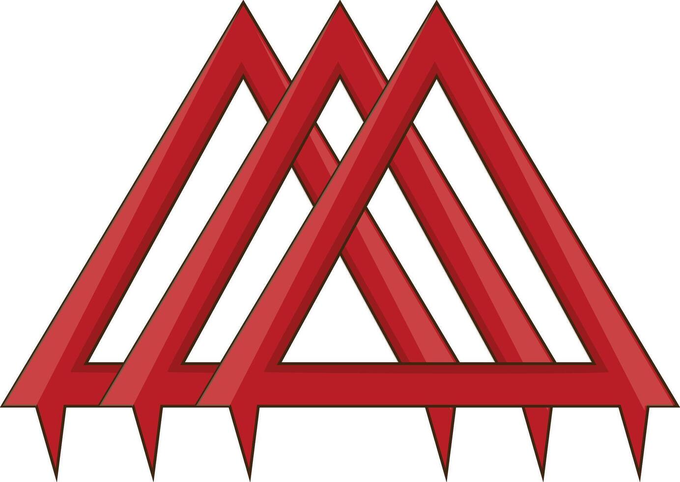 A triangle with three spikes on it vector