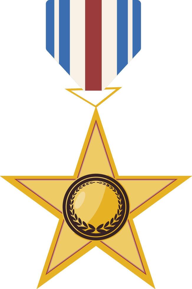 The medal is on a star with a ribbon vector