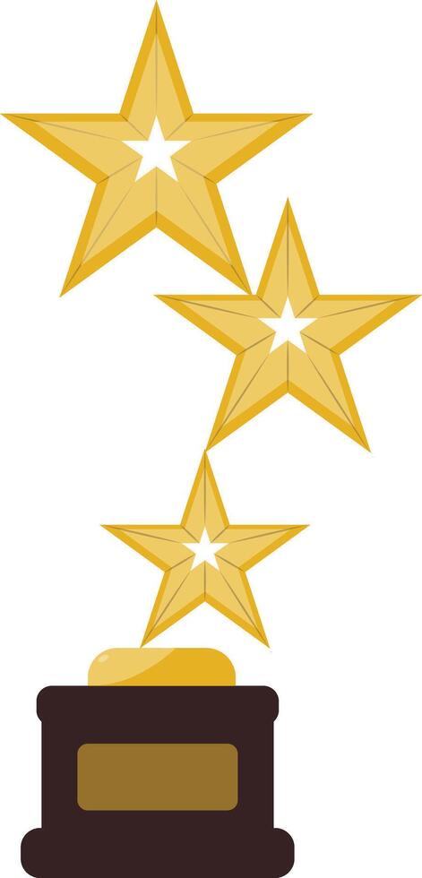 Three stars on a pedestal with a gold trophy vector