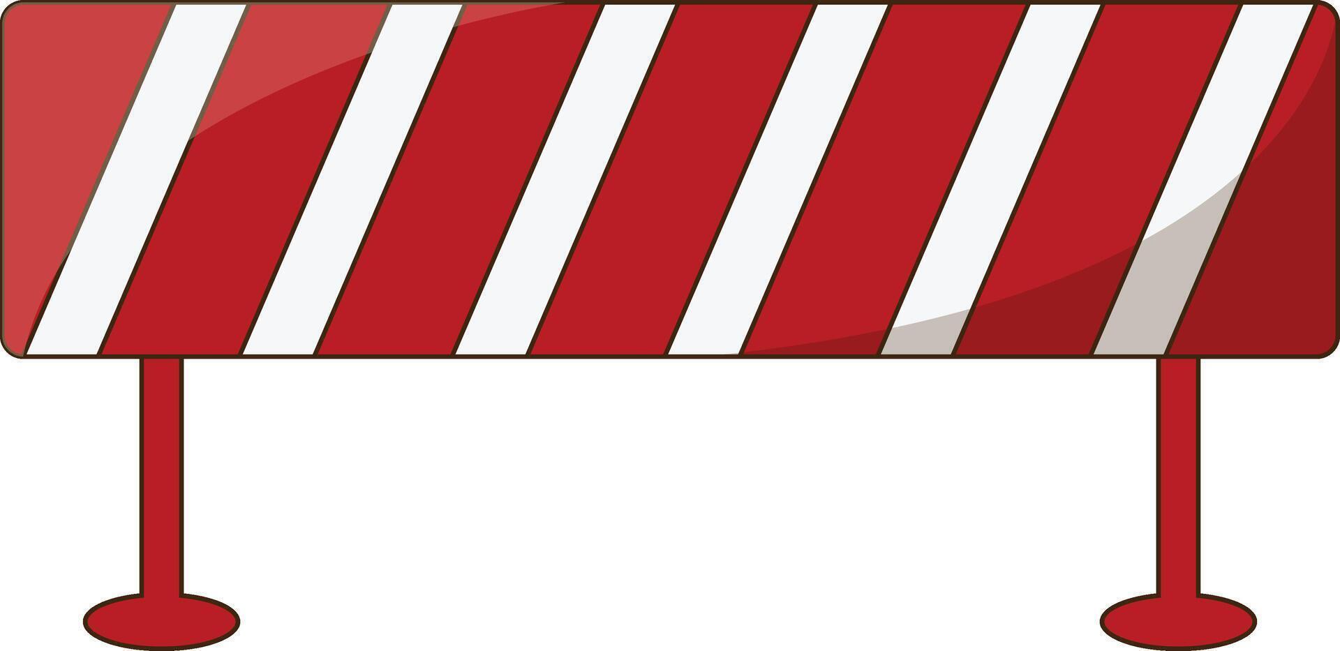 A red and white striped barricade on a white background vector