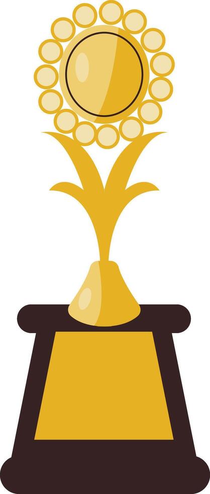 A golden trophy with a flower on top vector