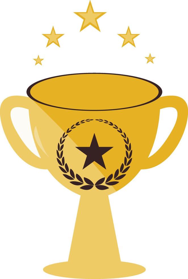 A golden trophy cup with stars on it vector