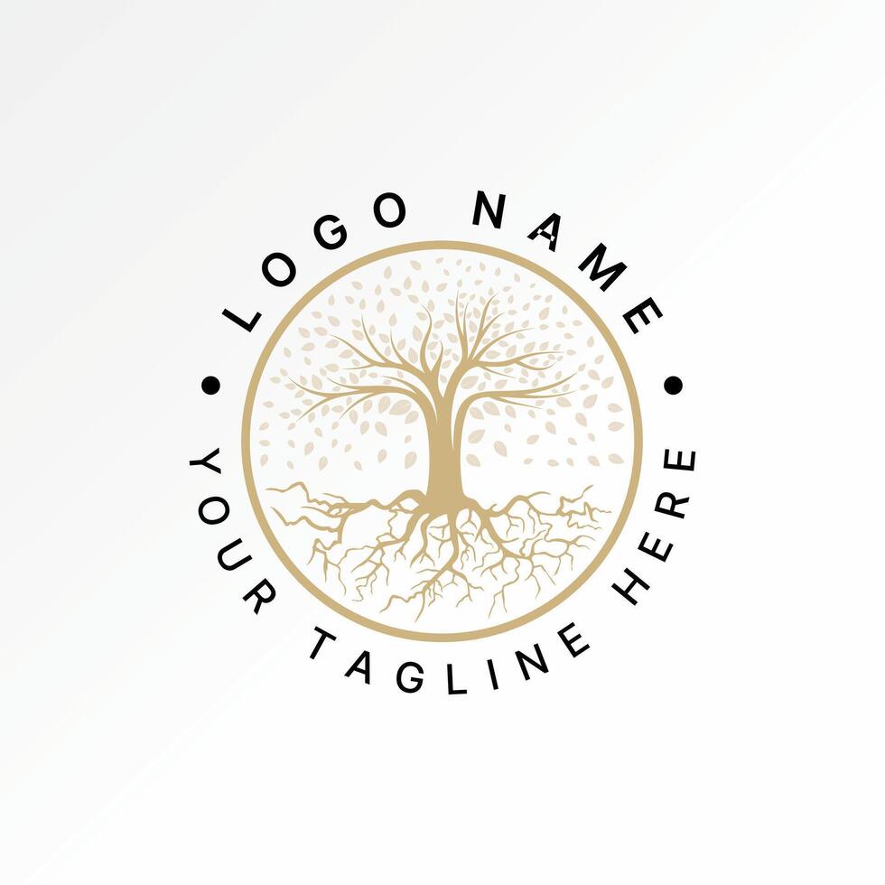 Logo design graphic concept creative abstract premium stock nature big tree plant leaves root around circle. Related to forest botany park wood vector