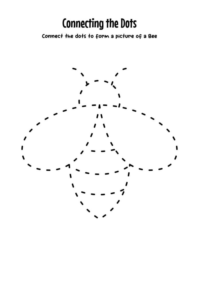 worksheet for kids making bee pictures with trace the dots vector