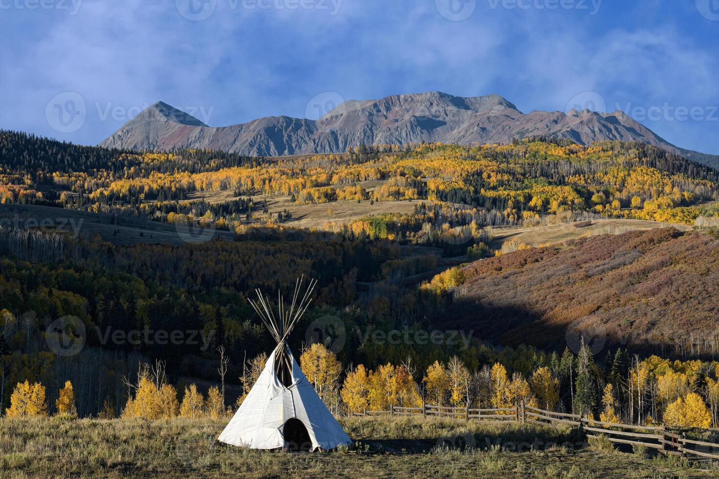 Autumn Color in the San Juan Mountains. Wilson Mesa. Camping in the wild. photo