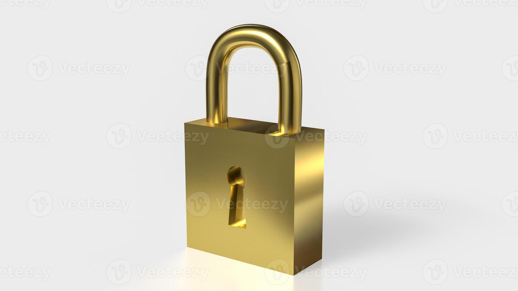 Golden lock for security or Business concept 3d rendering. photo