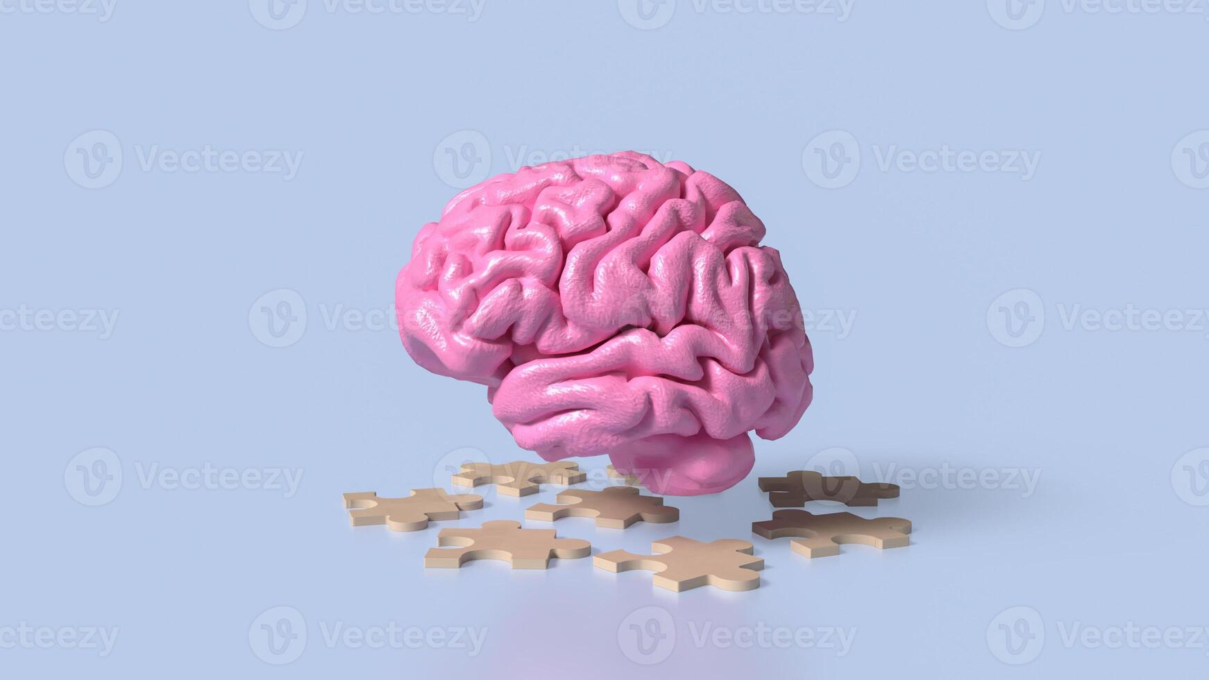 The brain and jigsaw for sci or education concept 3d rendering. photo