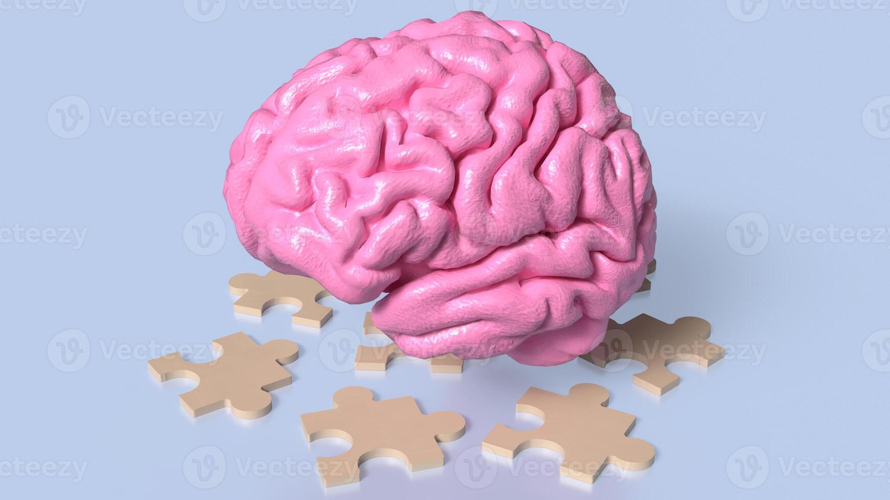 The brain and jigsaw for sci or education concept 3d rendering. photo