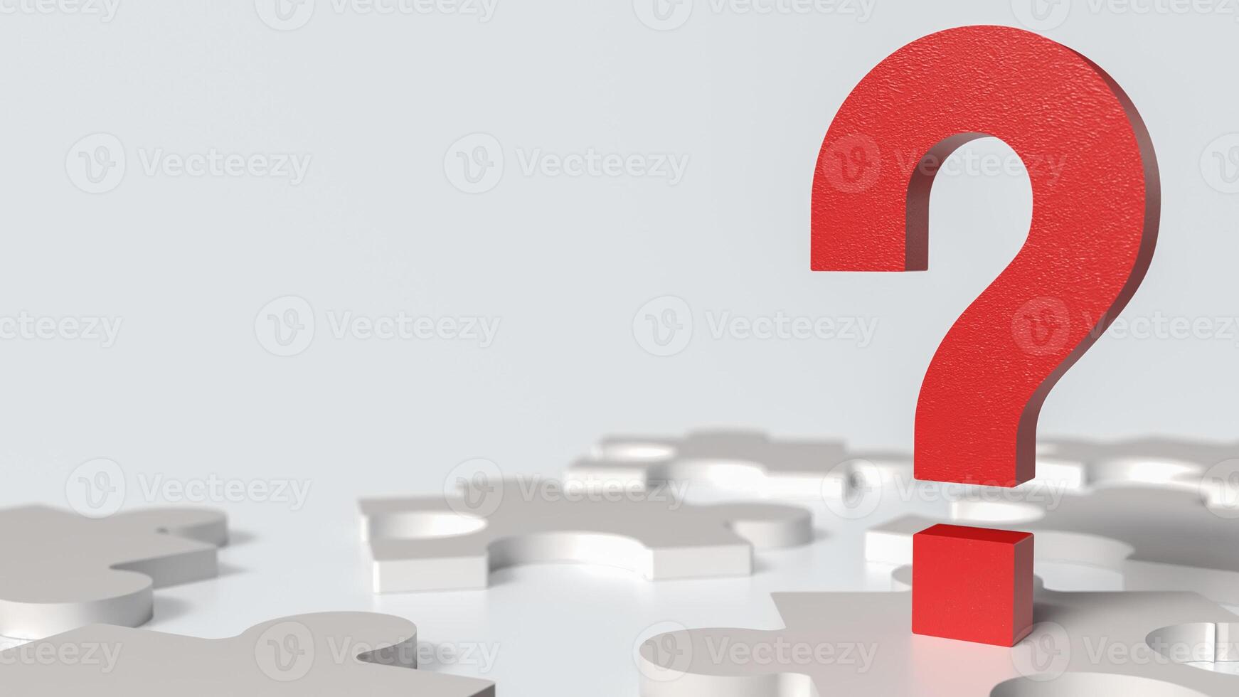 The red question mark and white jigsaw for Business concept 3d rendering. photo